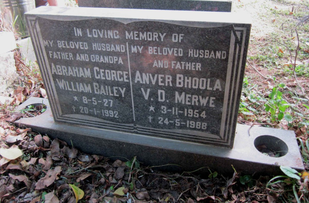 BAILEY Abraham George William 1927-1992 :: MERWE Anver Bhoola, v.d. 1954-1988