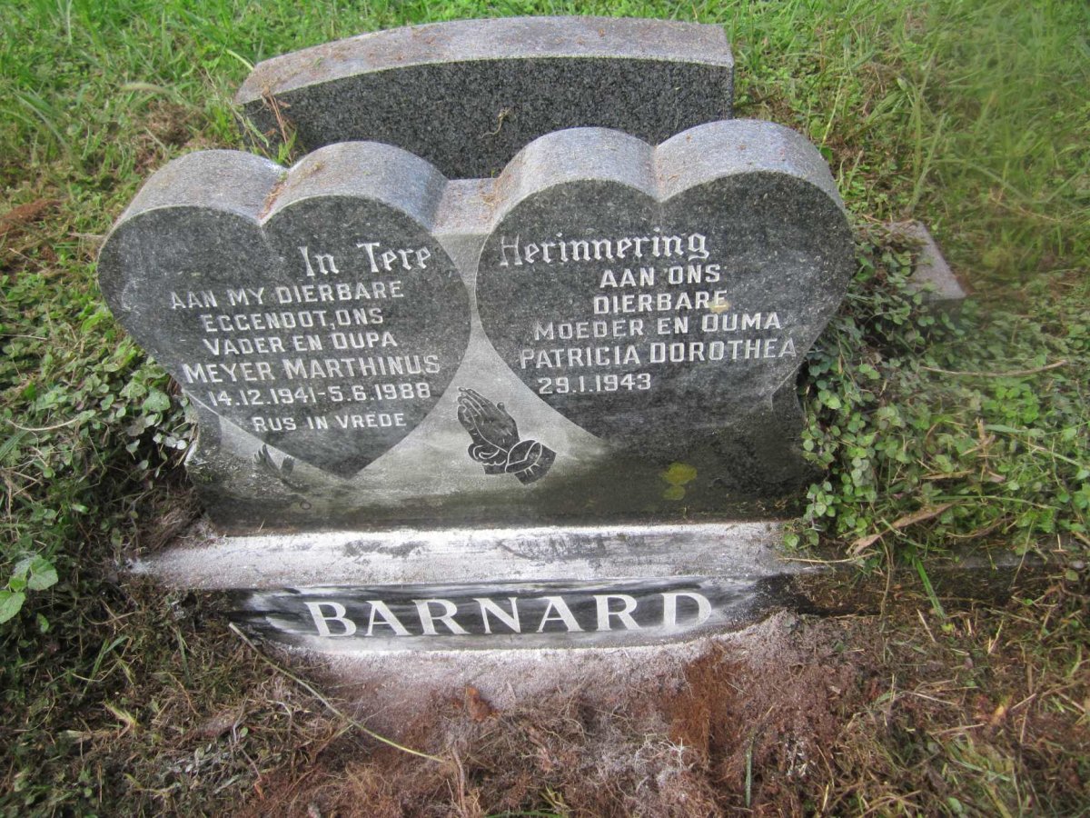 BARNARD Meyer Marthinus 1941-1988 &amp; Patricia Dorothea 1943-