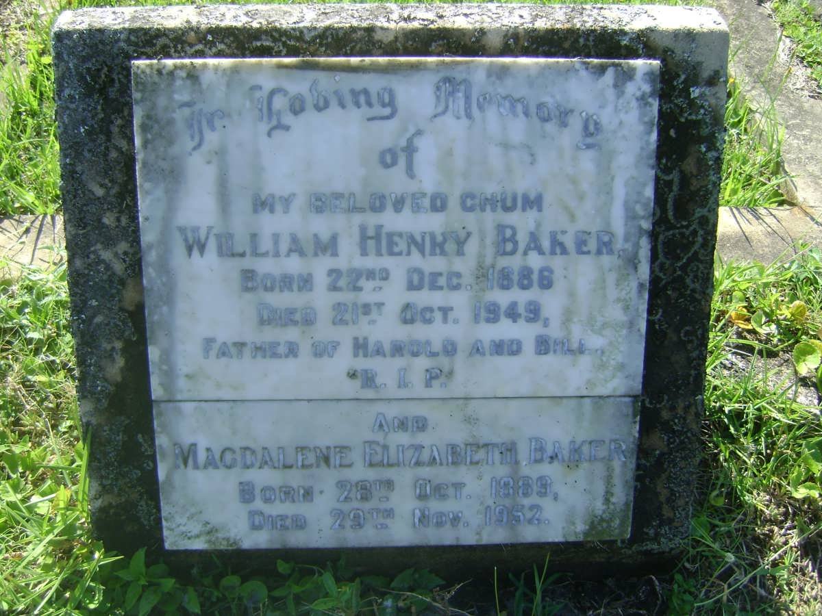 BAKER William Henry 1886-1949 &amp; Magdalene Elizabeth 1889-1952
