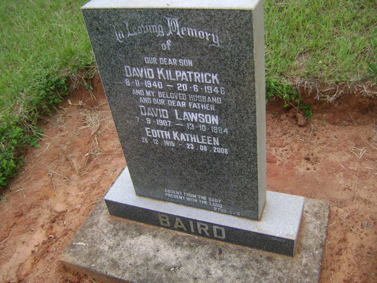 BAIRD David Lawson 1907-1984 &amp; Edith Kathleen 1915-2008 :: BAIRD David Kilpatrick 1940-1946