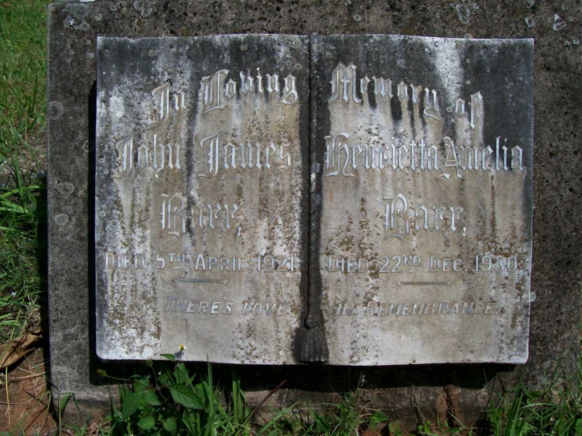 BARR John James -1921 &amp; Henriette Amelia -1930