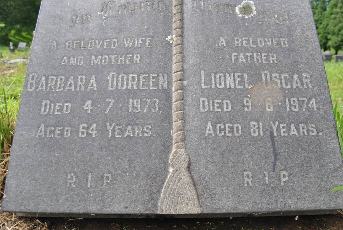 BARKER Lionel Oscar -1974 &amp; Barbara Doreen -1973