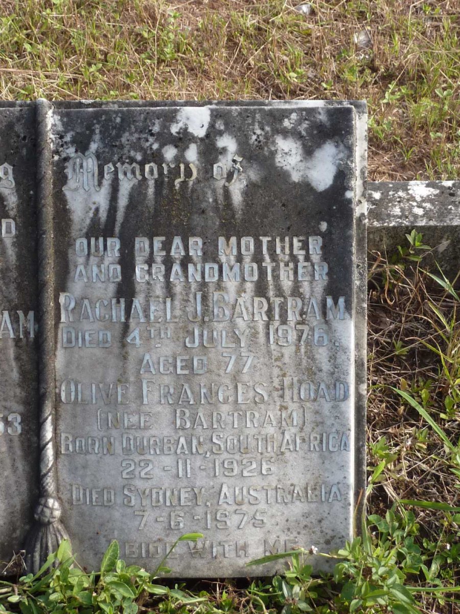 BARTRAM Rachel J. -1976 :: HOAD Olive Frances 1926-1975