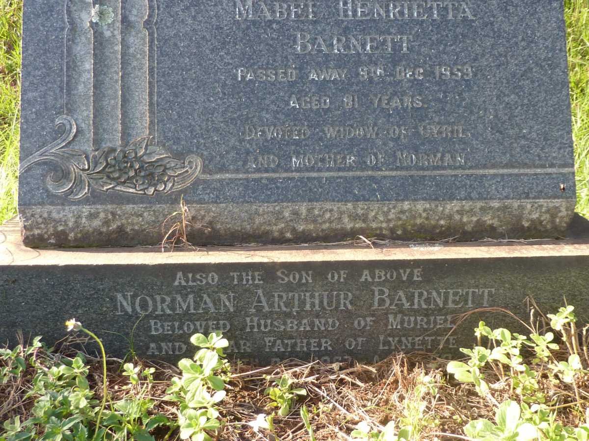 BARNETT Mabel Henrietta -1959 :: BARNETT Norman Arthur