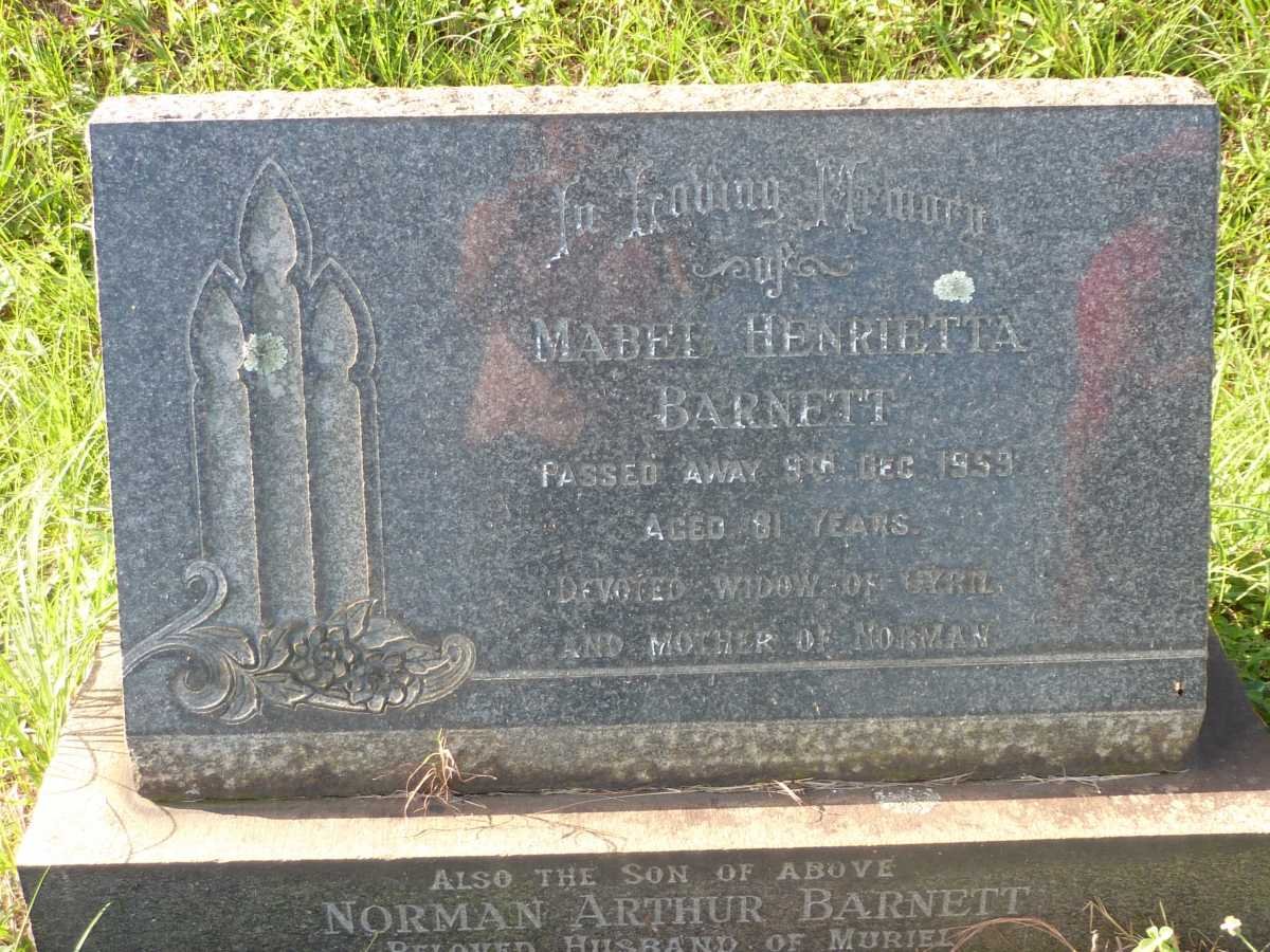 BARNETT Mabel Henrietta -1959 :: BARNETT Norman Arthur