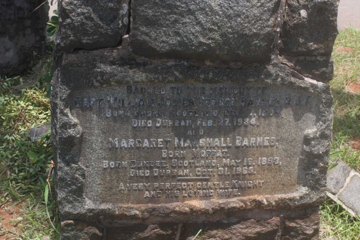 BARNES William James Gordon 1894-1934 &amp; Margaret Marshall MOFFAT 1893-1965
