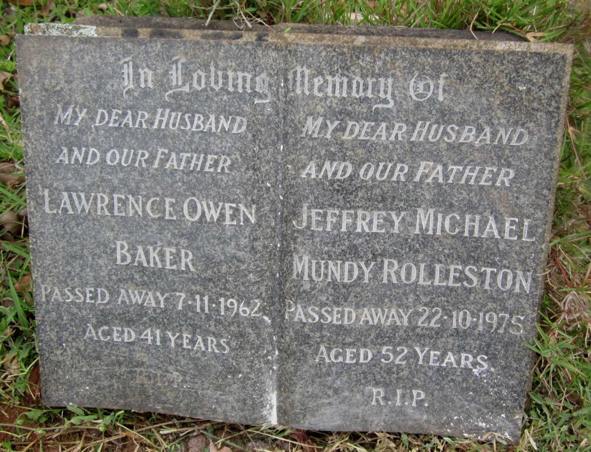 BAKER Lawrence Owen -1962 :: ROLLESTON Jeffrey Michael Mundy -1975