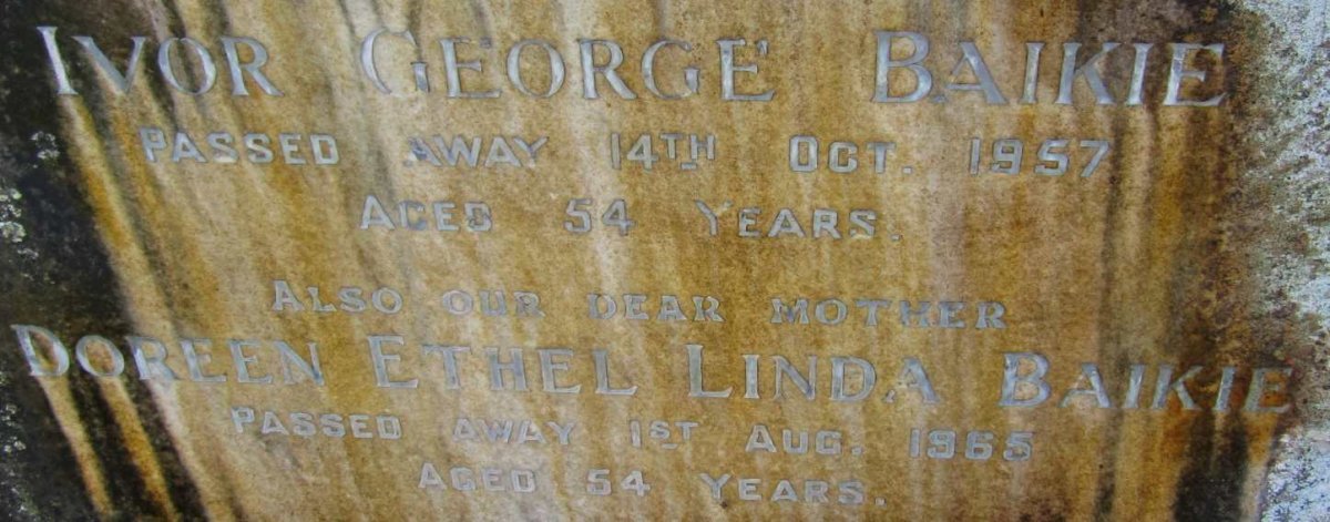 BAIKIE Ivor George -1957 &amp; Doreen Ethel Linda -1965