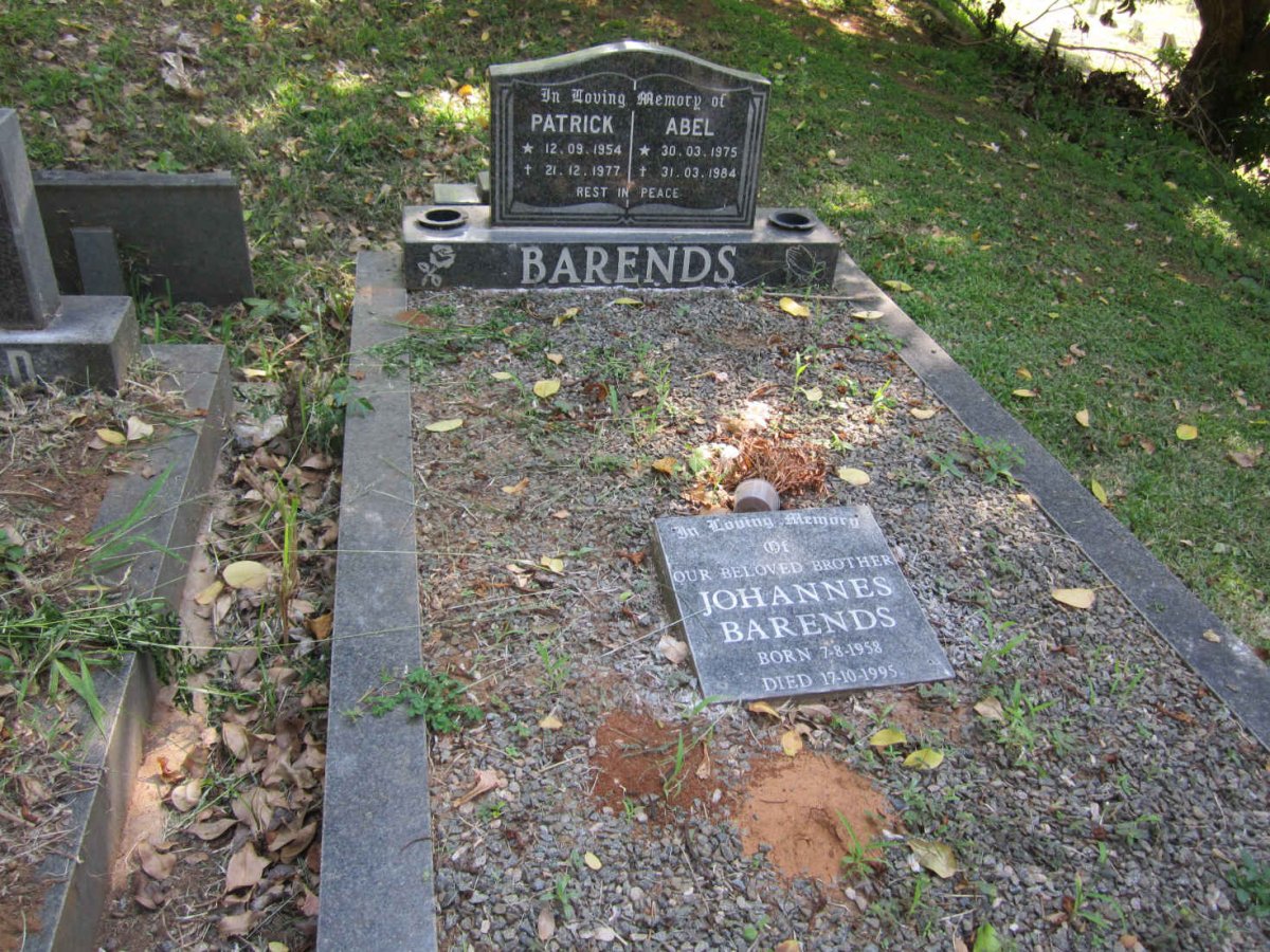 BARENDS Patrick 1954-1977:: BARENDS Johannes 1958-1995 :: BARENDS Abel 1975-1984