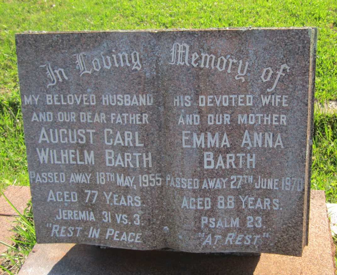 BARTH August Carl Wilhelm -1955 &amp; Emma Anna -1970