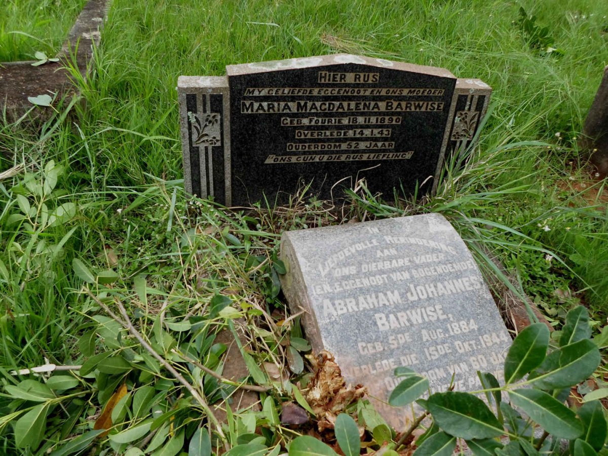 BARWISE Abraham Johannes 1884-1944 &amp; Maria Magdalena FOURIE 1890-1943