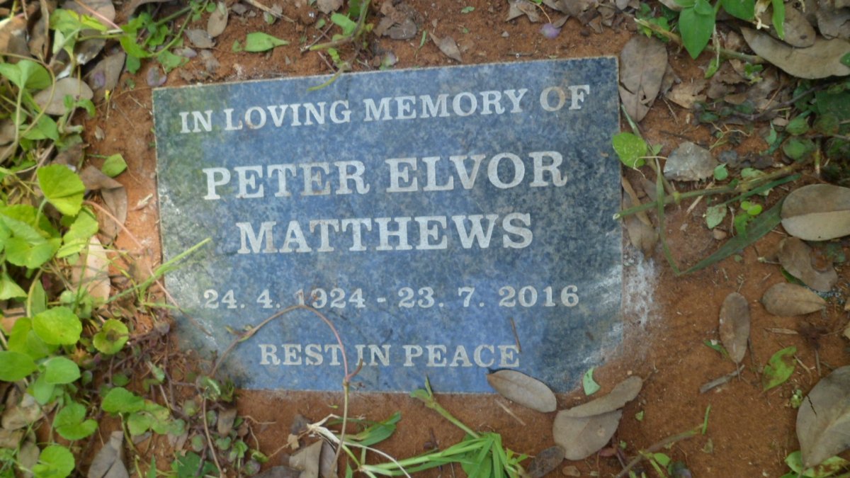 MATTHEWS Peter Elvor 1924-2016
