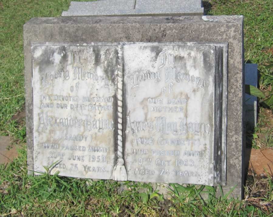 BAYNE Alexander -1958 &amp; Agnes May CARBETT -1963