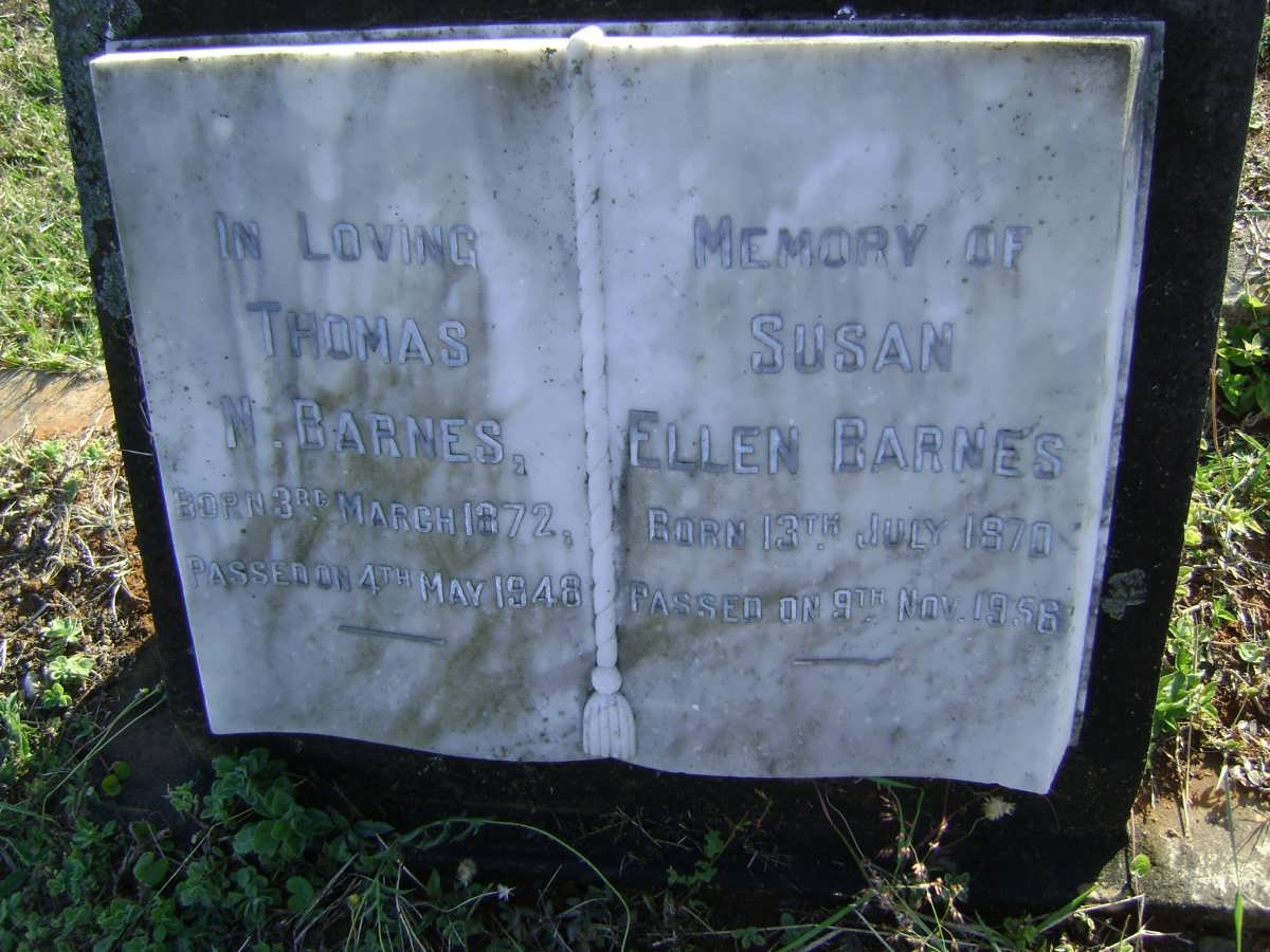 BARNES Thomas N. 1872-1948 &amp; Susan Ellen 1870-1956