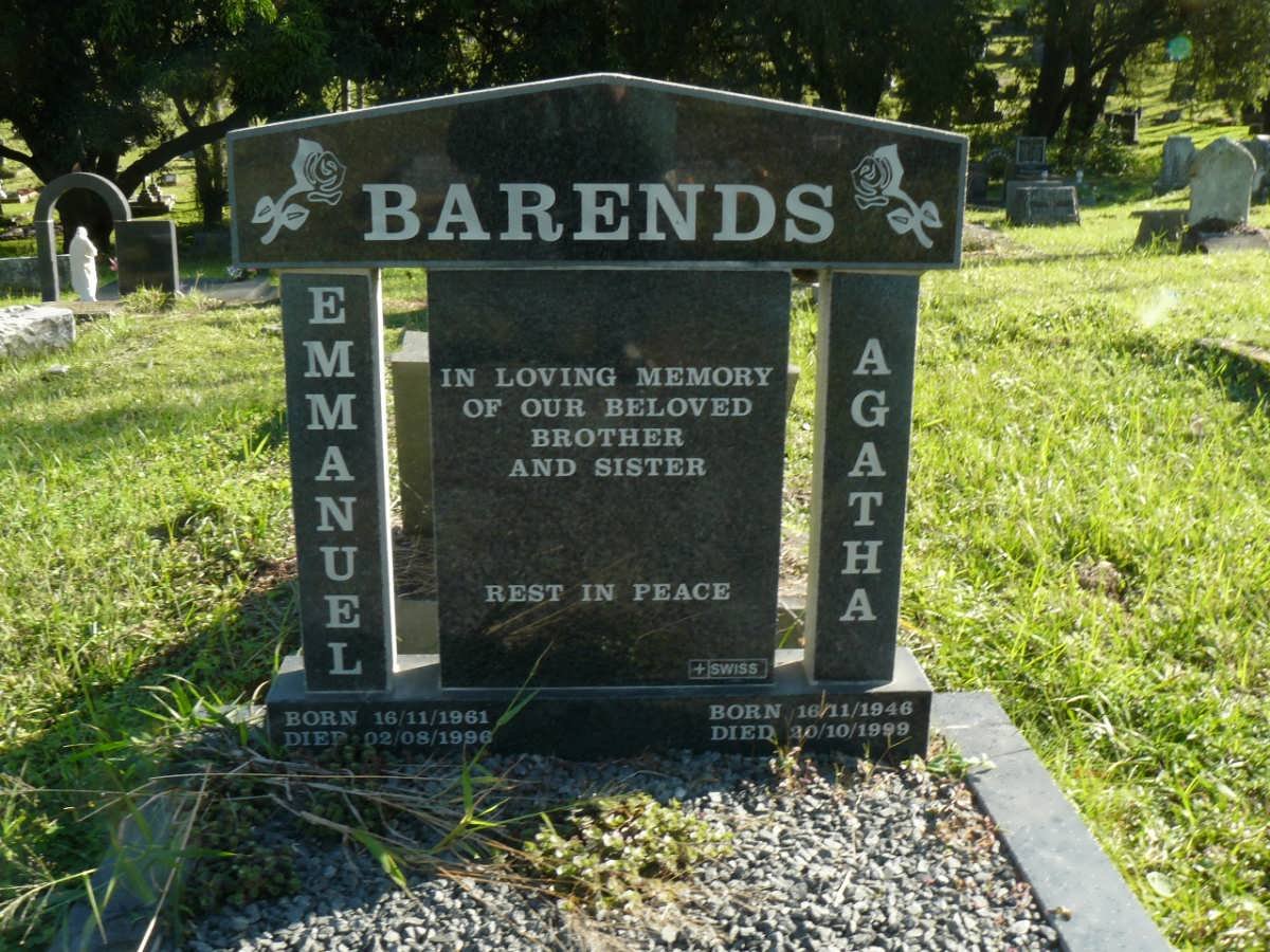 BARENDS Emmanuel 1961-1996 :: BARENDS Agatha 1946-1999