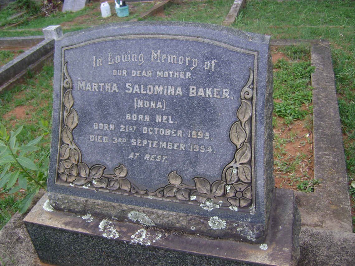 BAKER Martha Salomina nee NEL 1898-1954