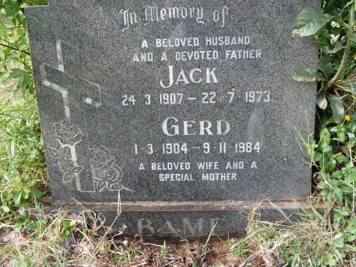 BAME Jack 1907-1973 &amp; Gerd 1904-1984