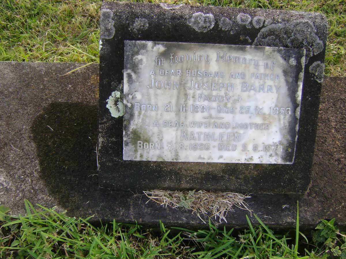 BARRY John Joseph 1891-1953 &amp; Kathleen 1896-1979