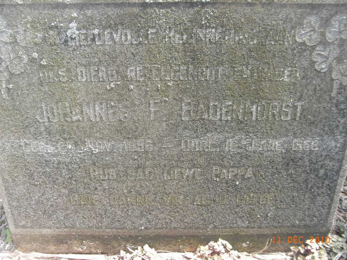 BADENHORST Johannes F. -1958