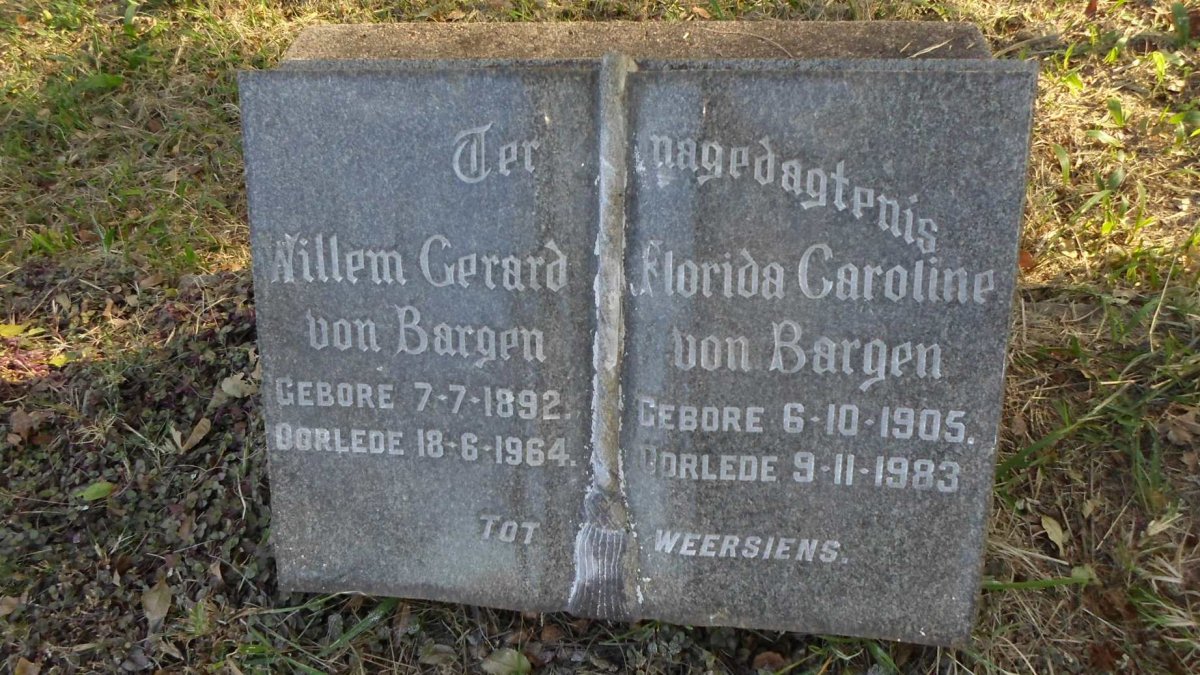 BARGEN Willem Gerard, von 1892-1964 &amp; Florida Caroline 1905-1983