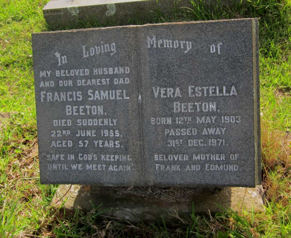 BEETON Francis Samuel -1955 &amp; Vera Estella 1903-1971