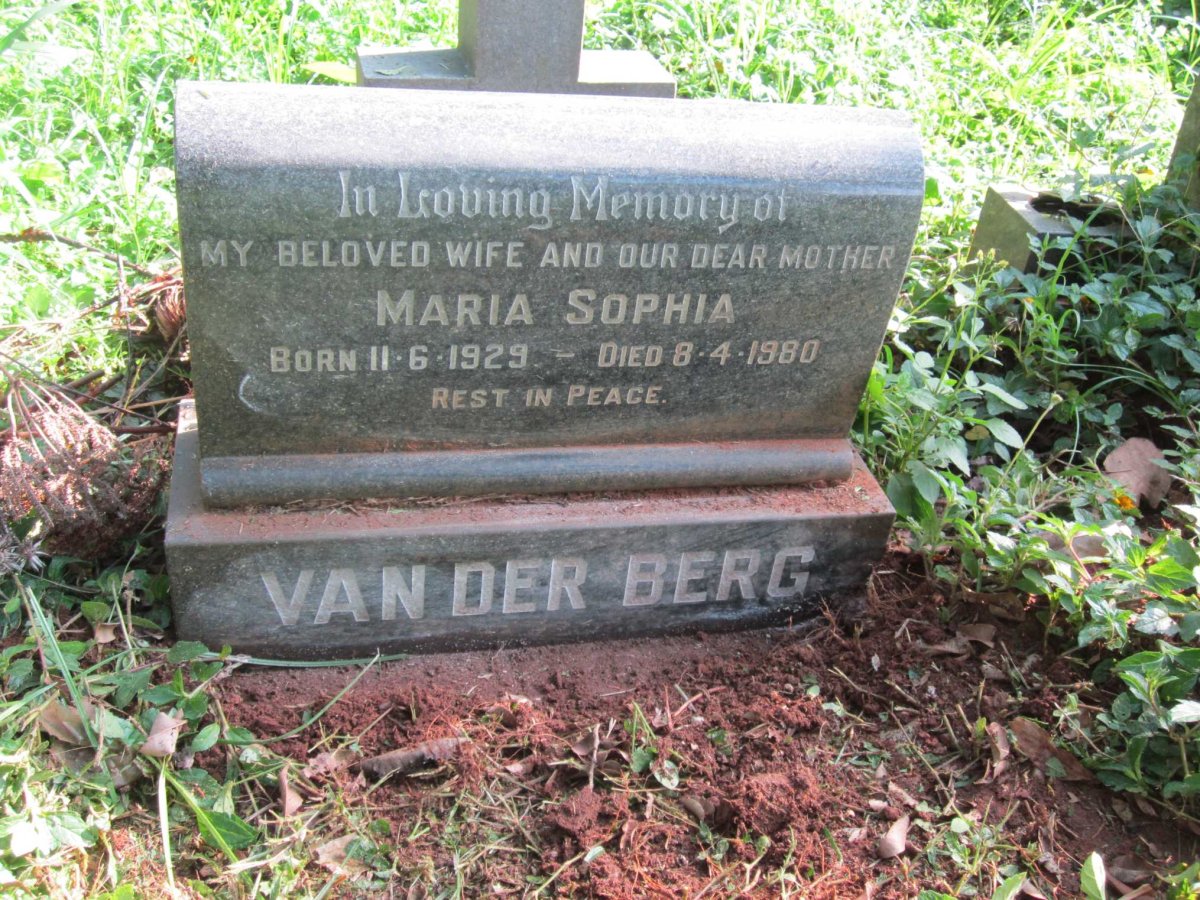 BERG Maria Sophia, van der 1929-1980