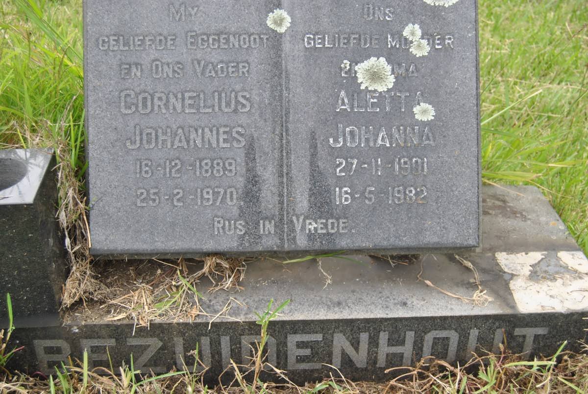 BEZUIDENHOUT Cornelius Johannes 1889-1970 &amp; Aletta Johanna 1901-1982