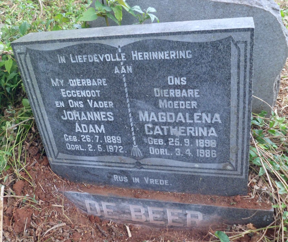 BEER Johannes Adam, de 1889-1972 &amp; Magdalena Catherina 1898-1986