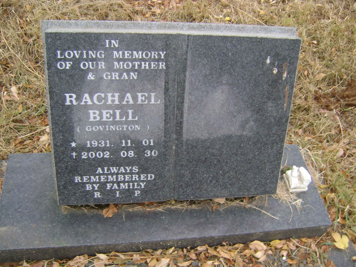 BELL Rachael nee GOVINGTON 1931-2002