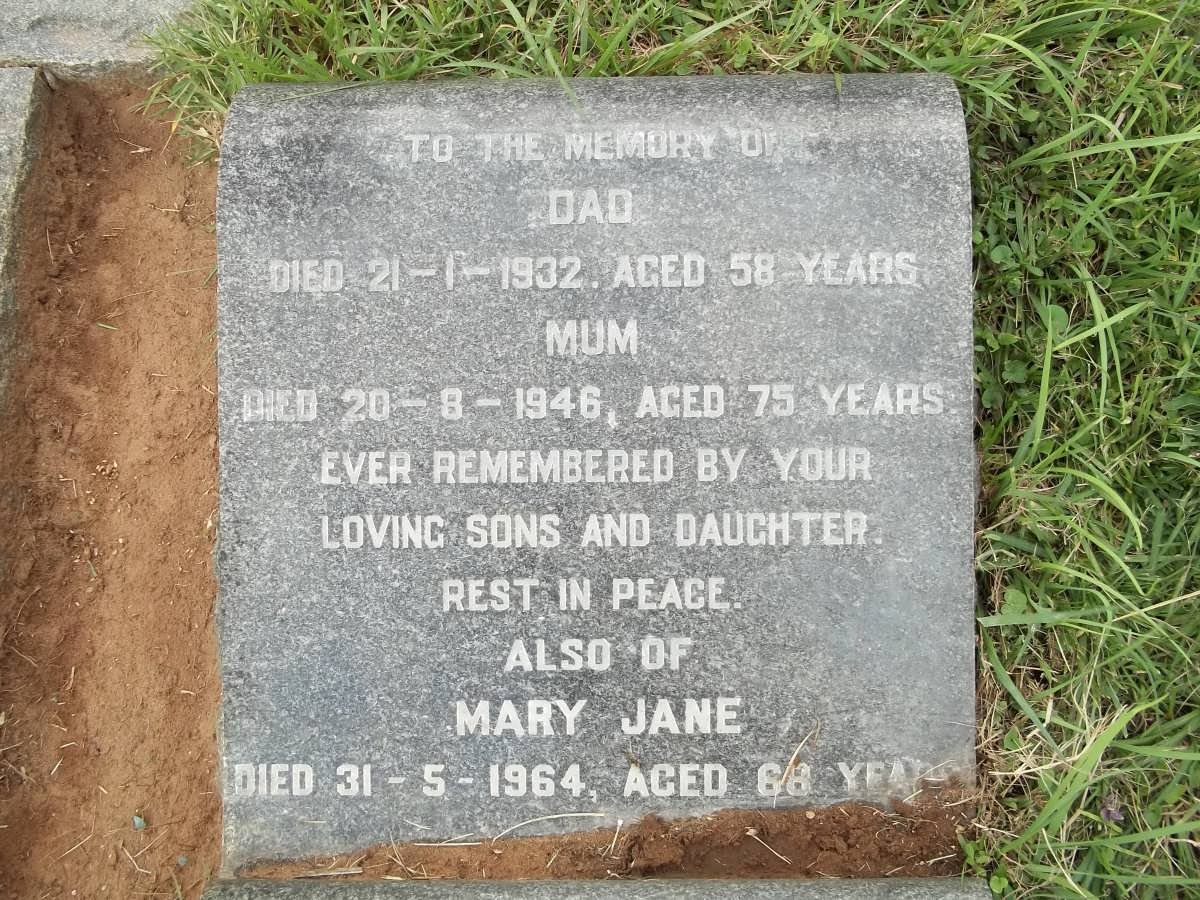 BEARD Frederick Alfred -1932 &amp; Mary Margaret -1946 :: BEARD Mary Jane  -1964