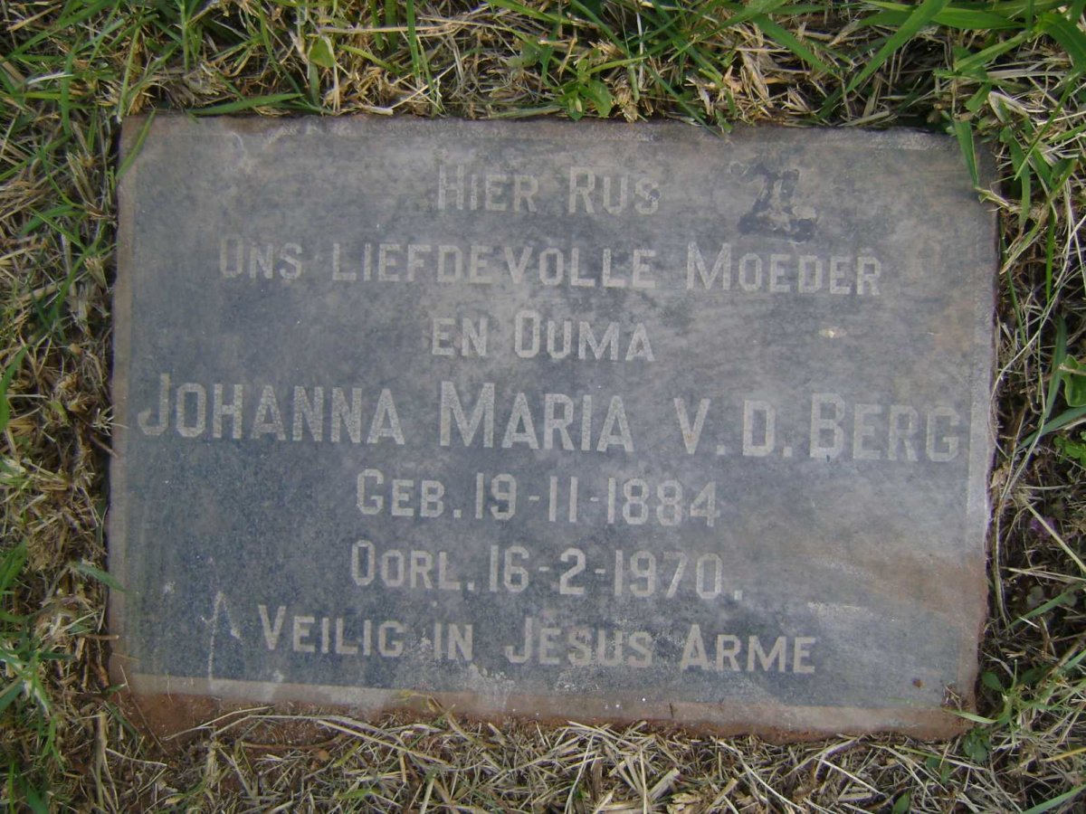 BERG Johanna Maria, v.d. 1884-1970