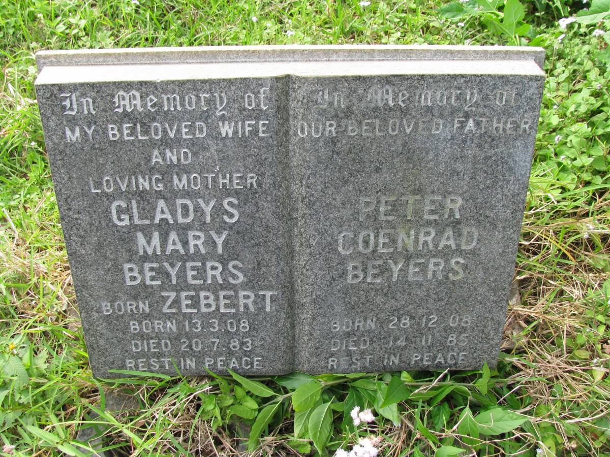 BEYERS Peter Coenrad 1908-1985 &amp; Gladys Mary ZEBERT 1908-1983