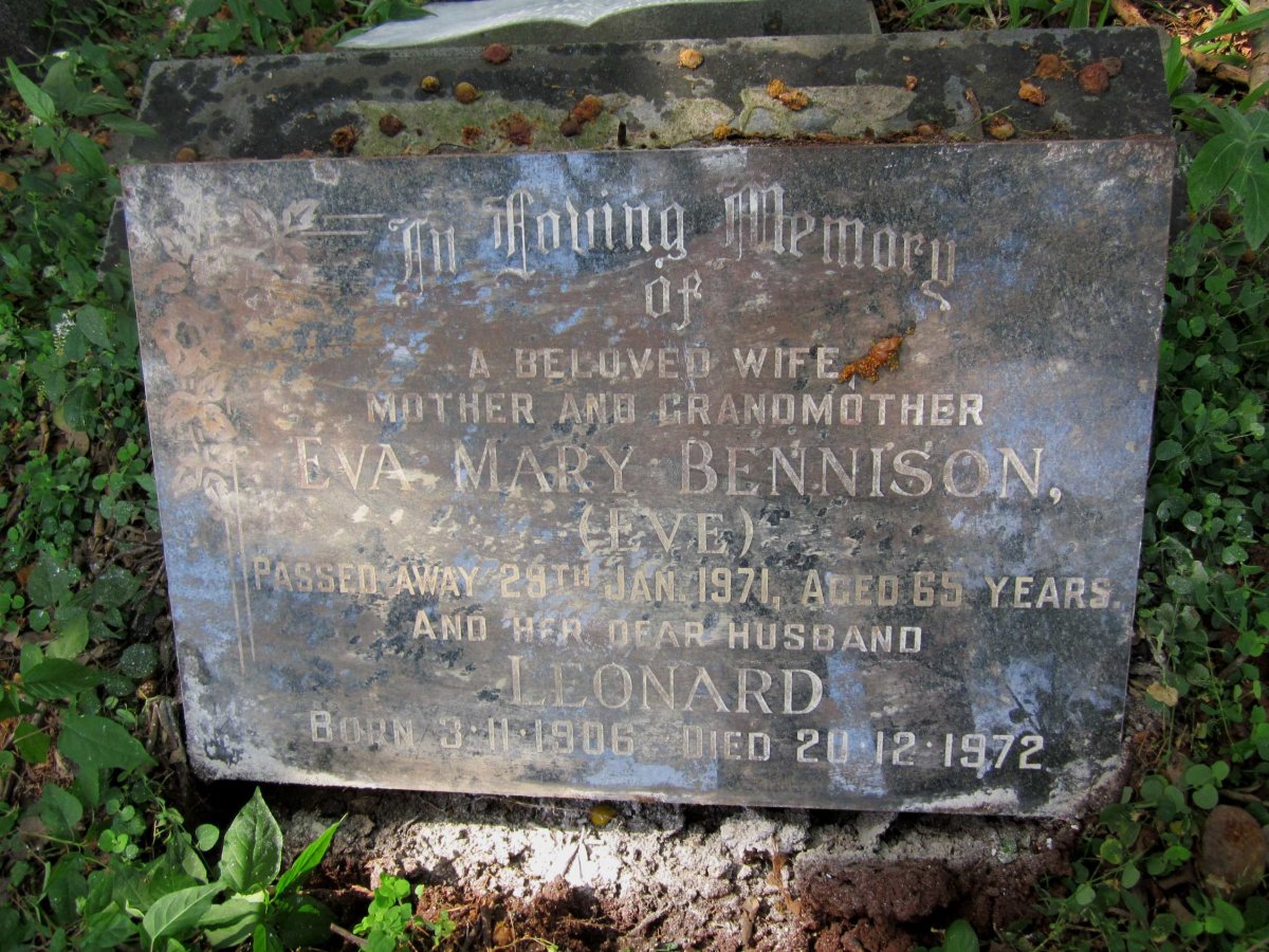 BENNISON Leonard 1906-1972 &amp; Eva Mary -1971