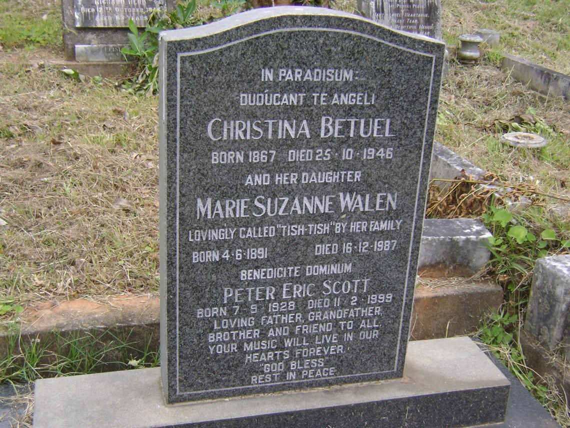 BETUEL Christina 1867-1946 :: WALLEN Marie Suzanne 1891-1987 :: SCOTT Peter Eric 1928-1999