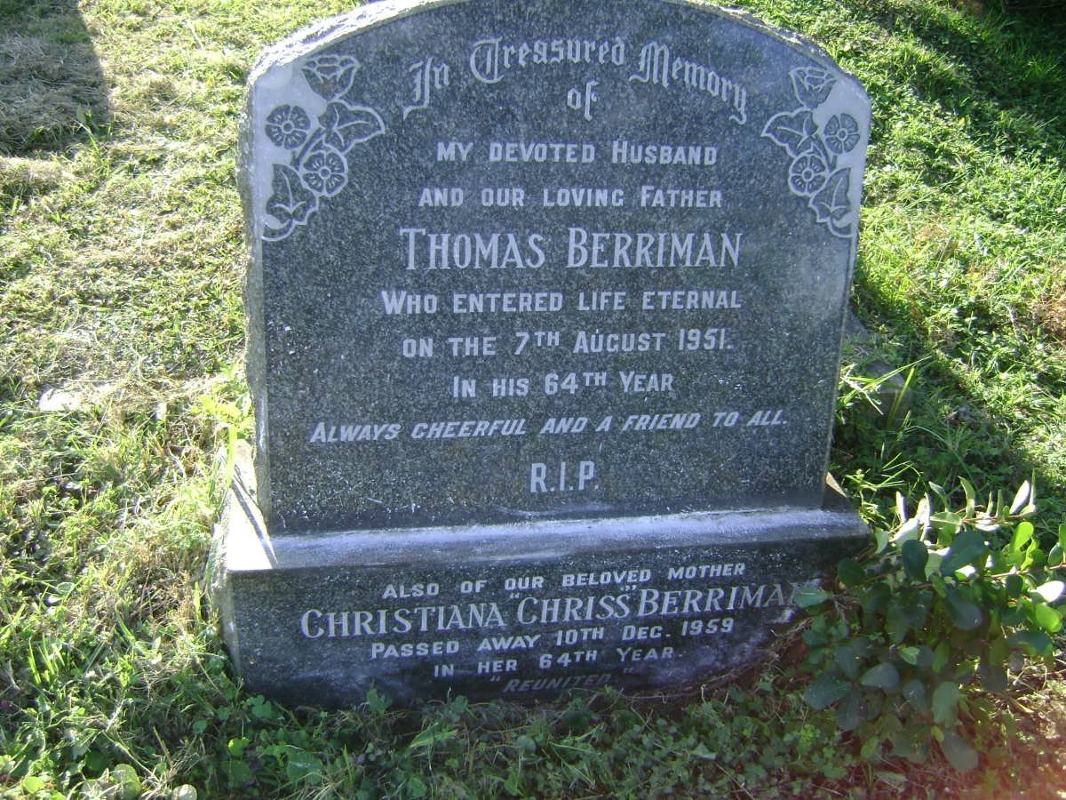BERRIMAN Thomas -1951 &amp; Christiana -1959