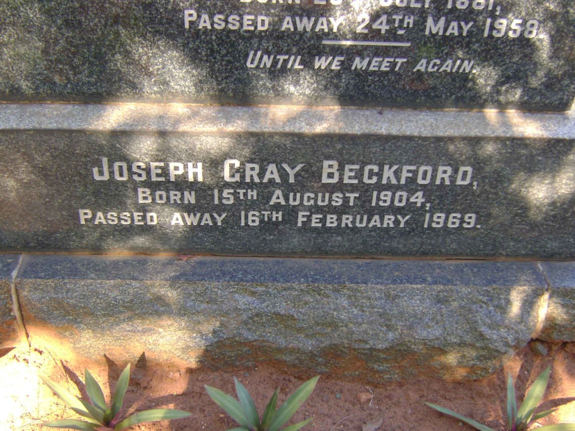 BECKFORD Ernest Walter 1906-1947 :: BECKFORD James Grey 1881-1958 :: BECKFORD Joseph Gray 1904-1969