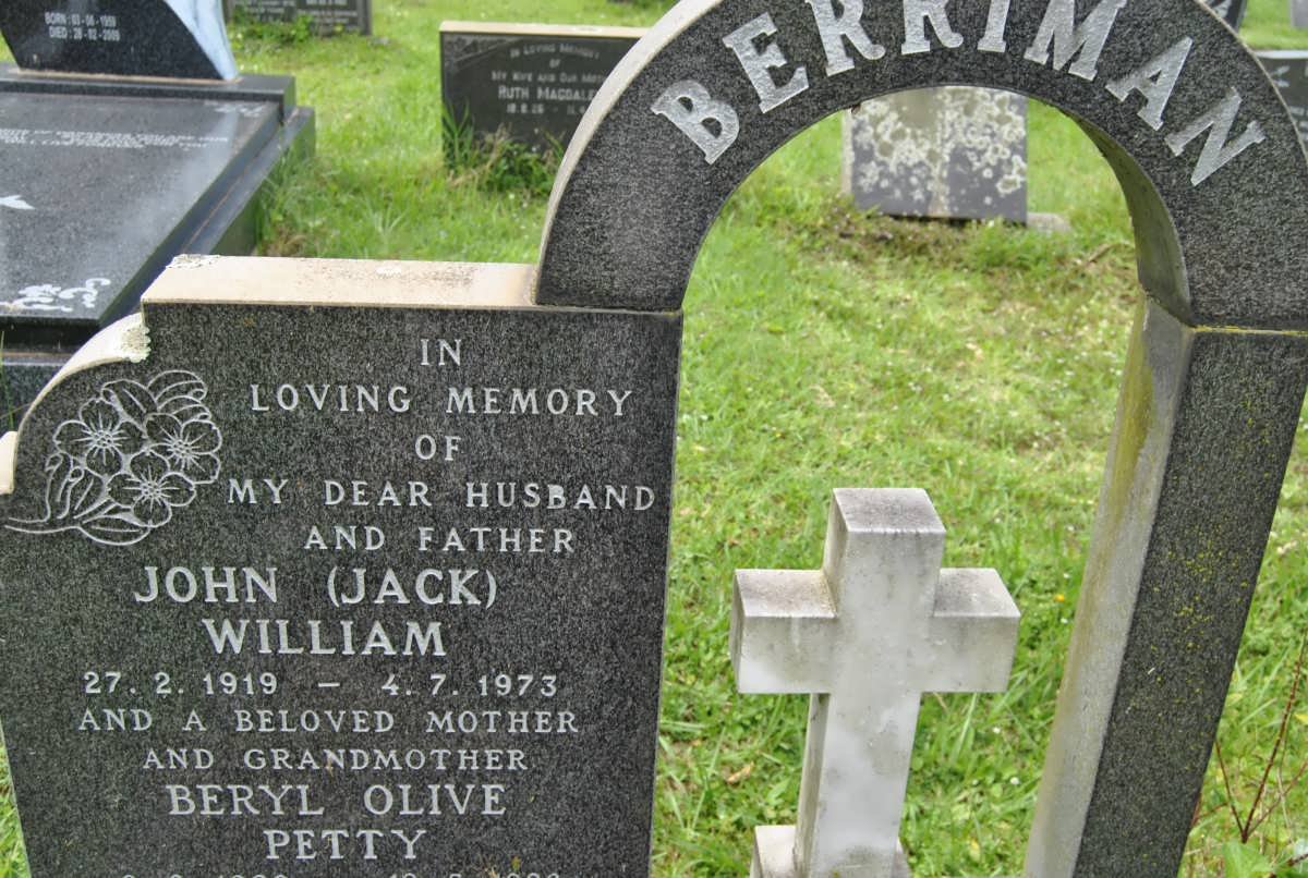 BERRIMAN John William 1919-1973 &amp; Beryl Olive Petty 1920-1986