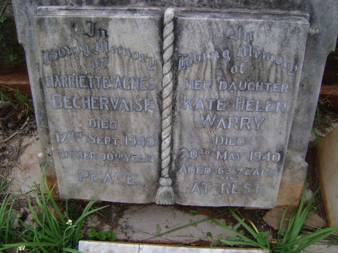 BECHERVAISE Harriette Agnes -1940 :: WARRY Kate Helen -1940