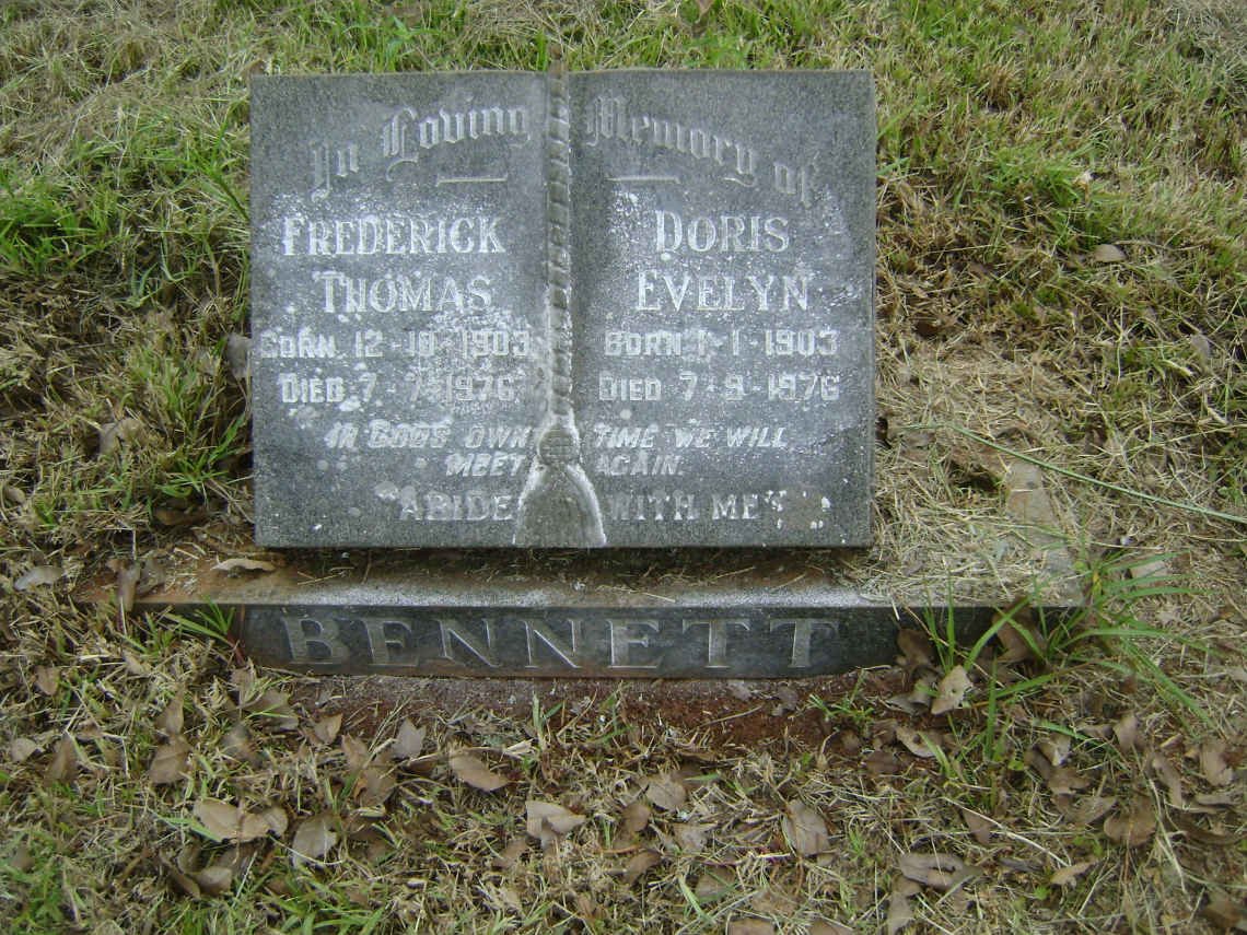 BENNETT Frederick Thomas 1903-1976 &amp; Doris Evelyn 1903-1976