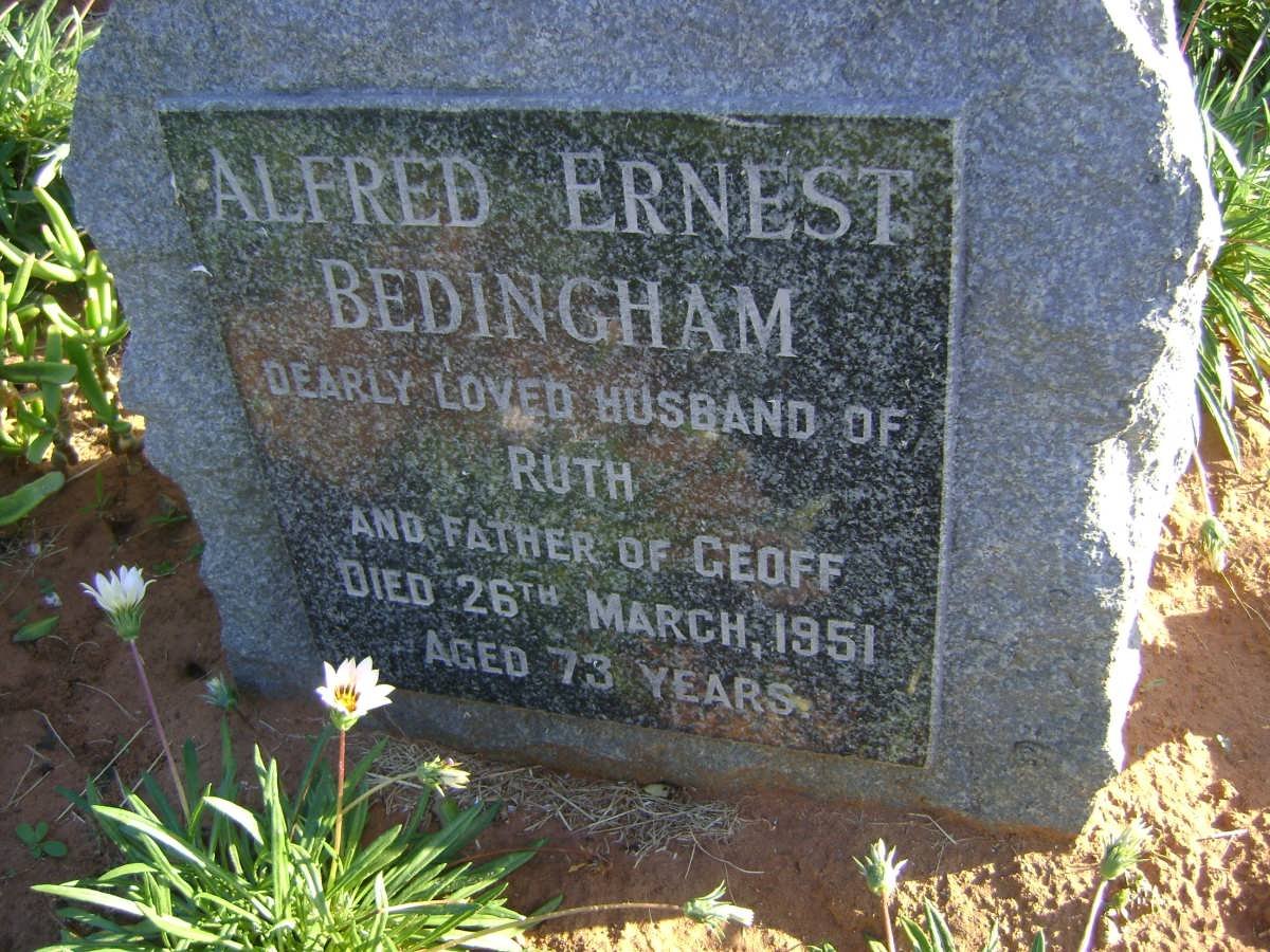 BEDINGHAM Alfred Ernest -1951 &amp; Ruth -1984 :: BEDINGHAM Geoffrey Alfred 1926-2000