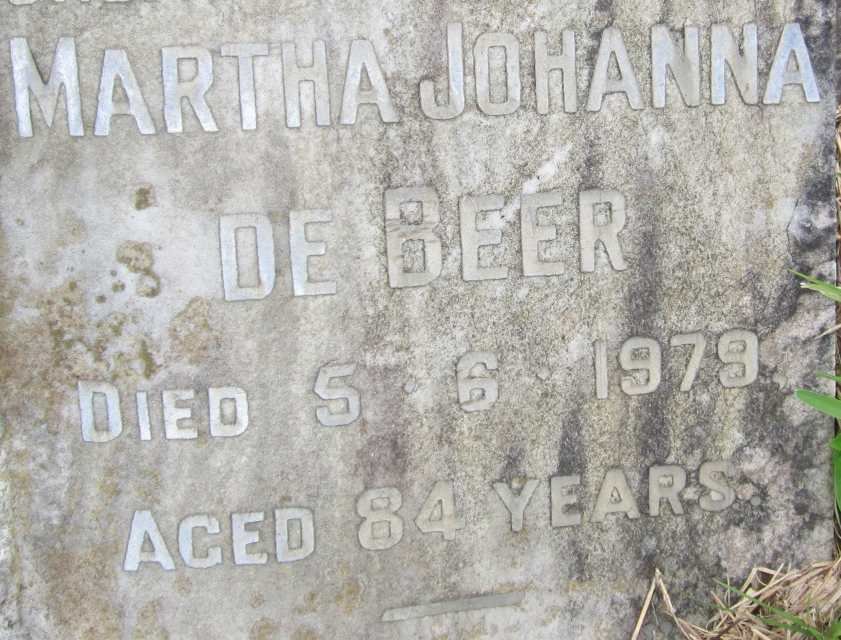 BEER Martha Johanna, de  -1979