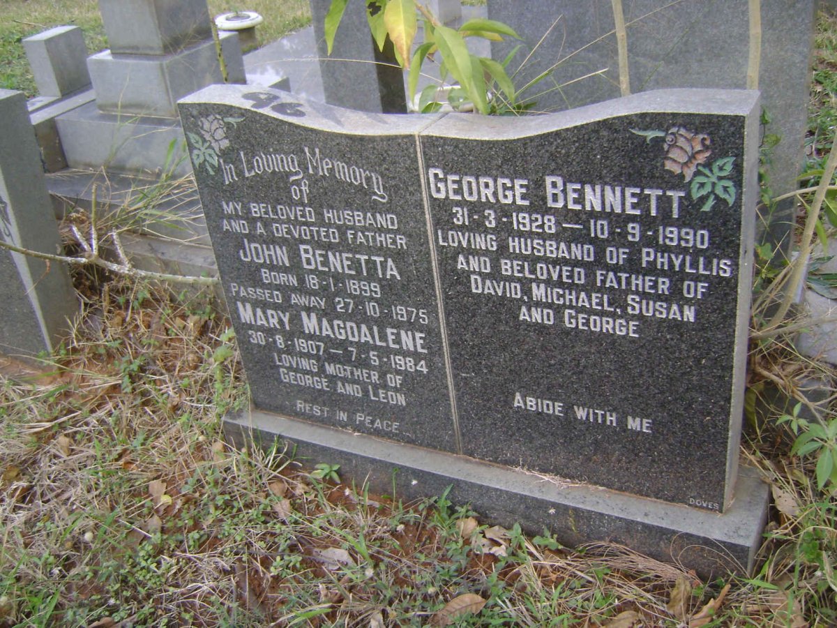 BENETTA John 1899-1975 &amp; Mary Magdalene 1907-1984 :: BENNETT George 1928-1990