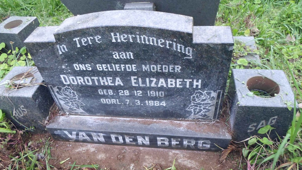 BERG Dorothea Elizabeth, van den 1910-1984