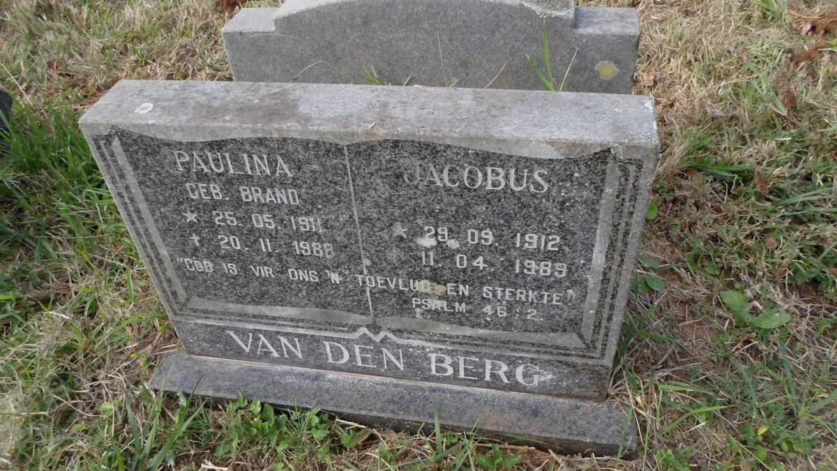 BERG Jacobus, van den 1912-1989 &amp; Paulina BRAND 1911-1988