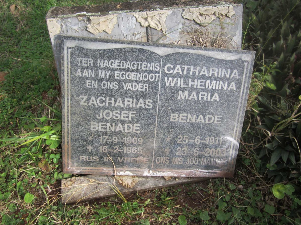 BENADE Zacharias Josef 1909-1965 &amp; Catharina Wilhemina Maria 1911-2003