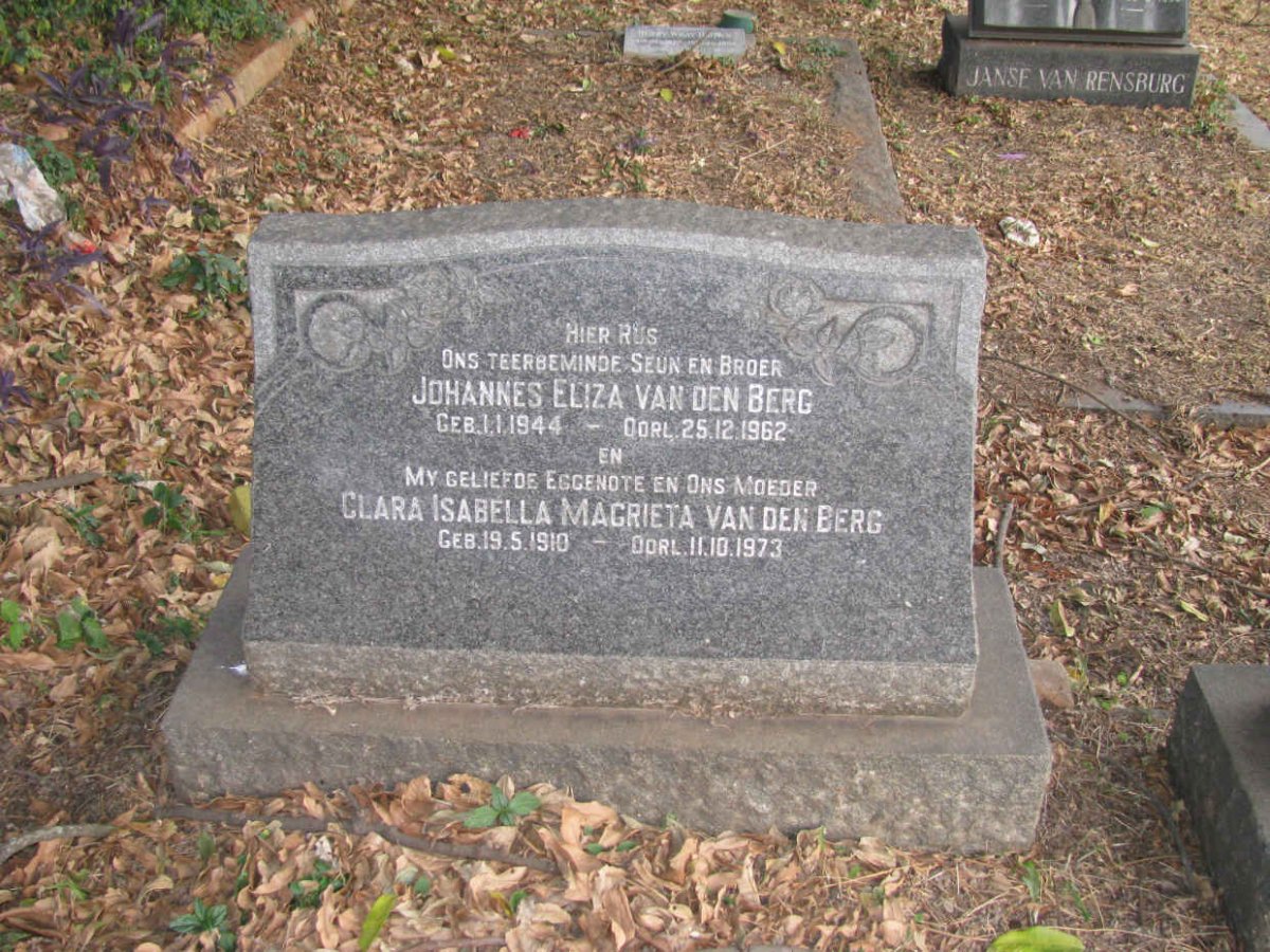 BERG Clara Isabella Magrieta, van den 1910-1973 :: VAN DEN BERG Johannes Eliza1944-1962