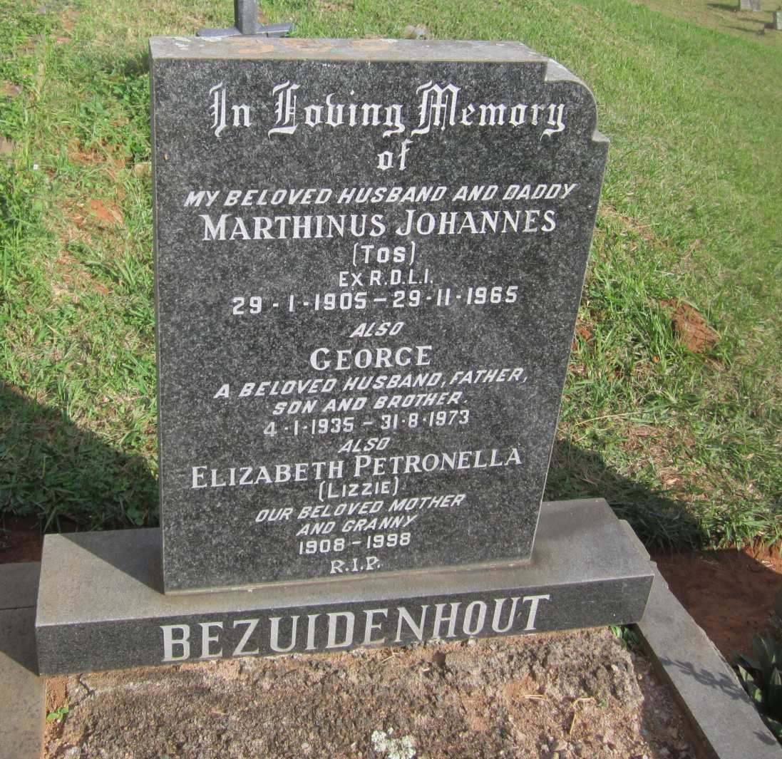BEZUIDENHOUT Marthinus Johannes 1905-1965 &amp; Elizabeth Petronella 1908-1998 :: BEZUIDENHOUT George 1935-1973
