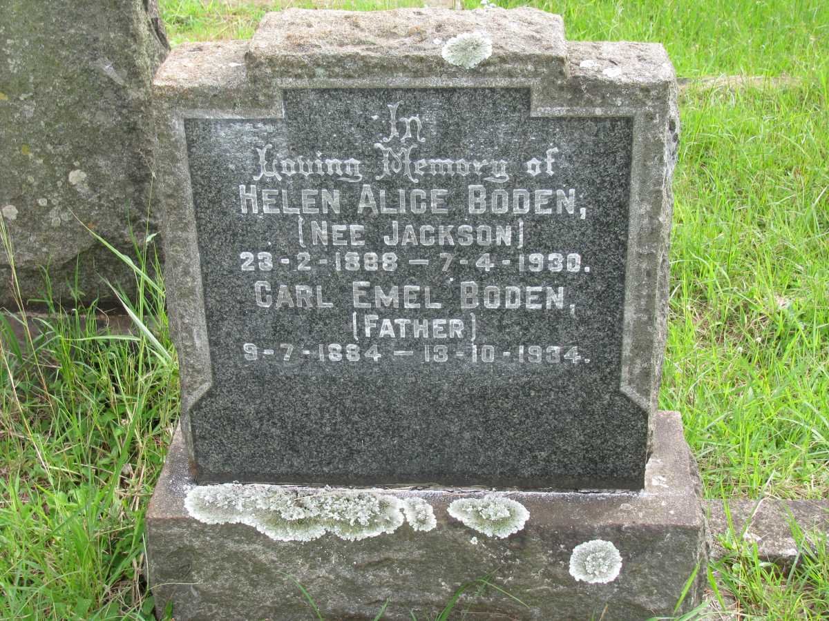 BODEN Carl Emel 1884-1934 &amp; Helen Alice JACKSON 1888-1930