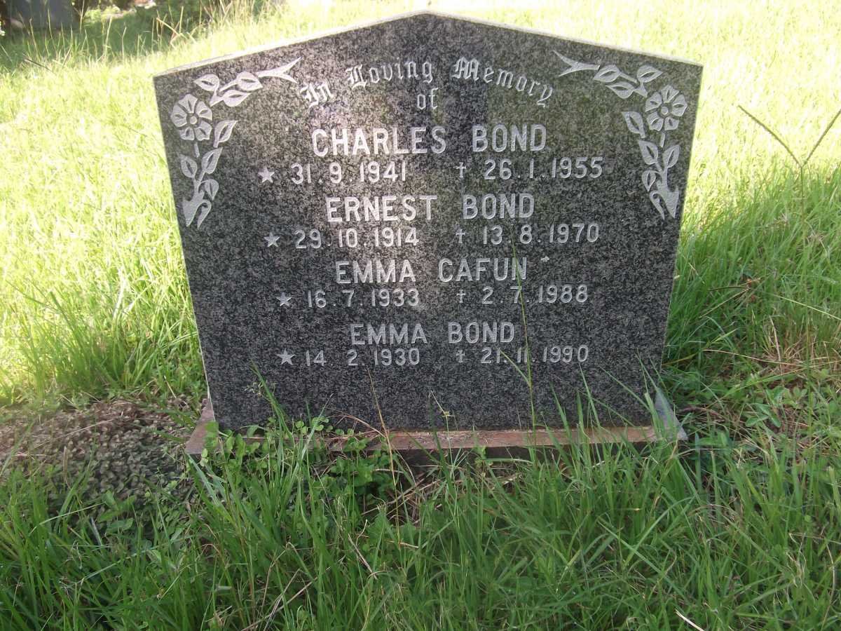 BOND Charles 1941-1955 :: BOND Ernest 1914-1970 :: CAFUN Emma 1933-1988 :: BOND Emma 1930-1990