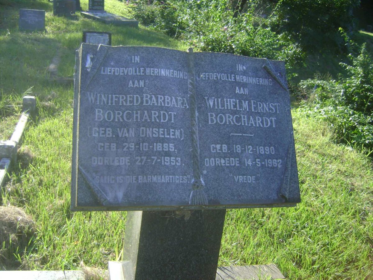 BORCHARDT Wilhelm Ernst 1890-1962 &amp; Winifred Barbara VAN ONSELEN 1895-1943